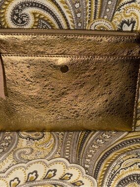 J. Crew Metallic Gold Leather Card Wallet NWT